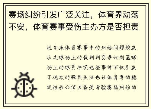 赛场纠纷引发广泛关注，体育界动荡不安，体育赛事受伤主办方是否担责